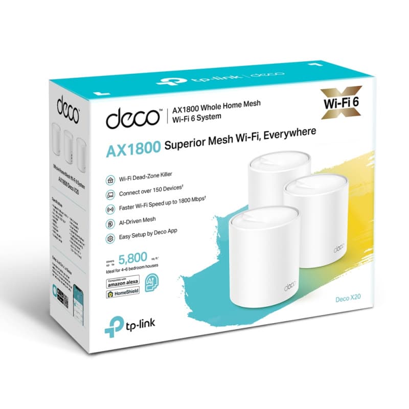 TP-Link Deco X20 (3-Pack) | AX1800 Whole Home Mesh Wi-Fi 6 System - 4