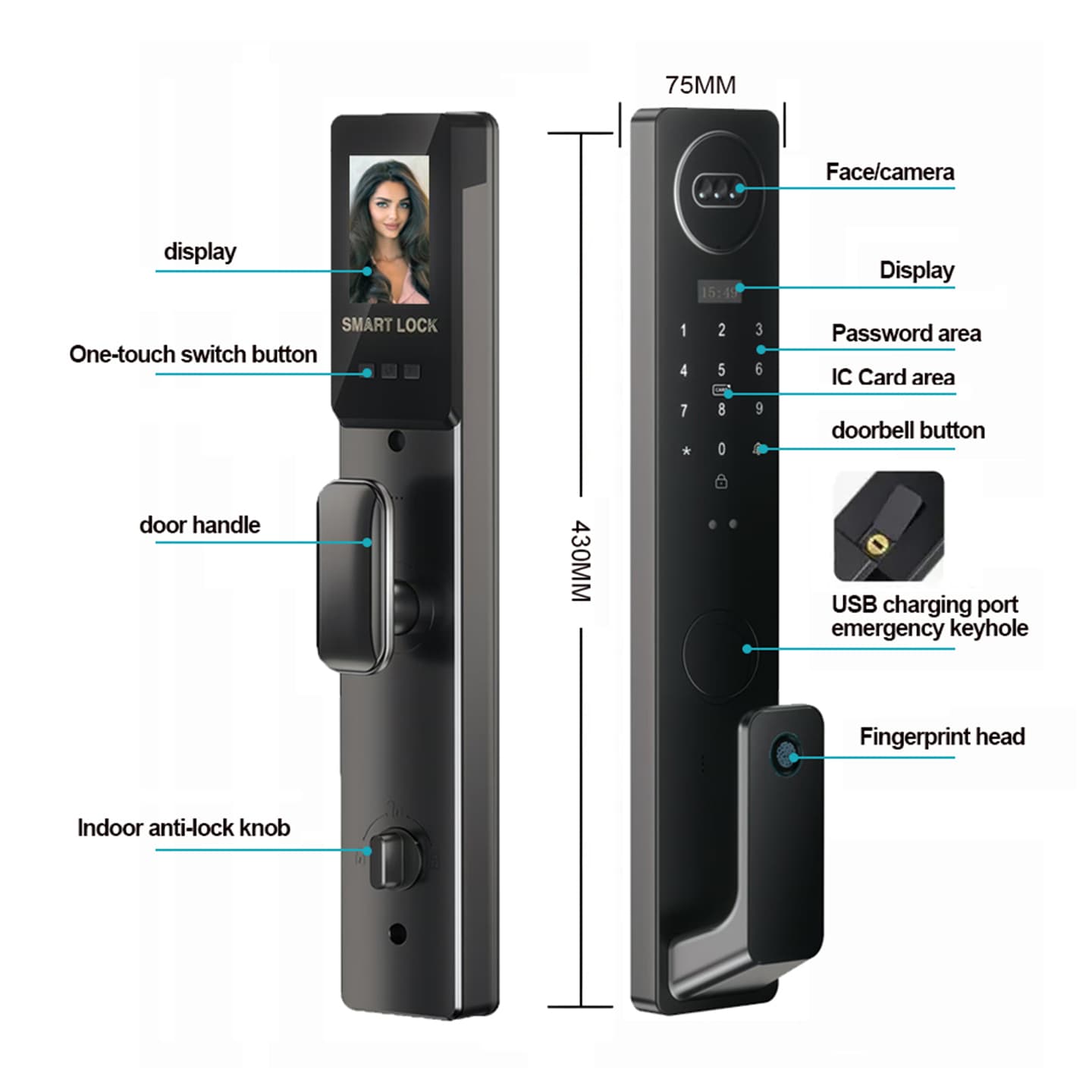 للأبواب الأمان Sl-052 قفل ذكي تويا - 3