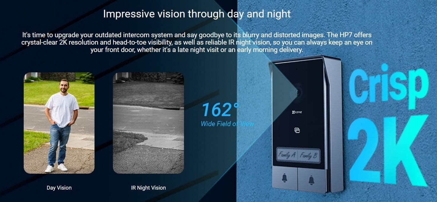 إيزفيز إنتركوم فيديو 2K لشقتين | Ezviz HP7 2-Family Kit - 3