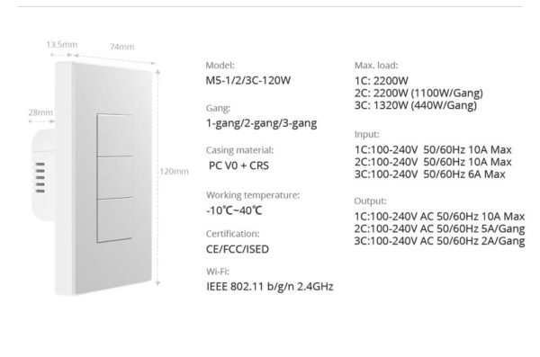 SONOFF SwitchMan Smart Wall Switch-M5 Matter (White) - Image 3