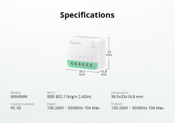 Sonoff MINIR4M - MINI Extreme Wi-Fi Smart Switch (Matter) 10A - Image 3