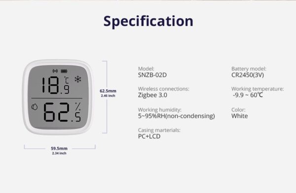 Sonoff SNZB-02D - Zigbee LCD Smart Temperature Humidity Sensor - Image 2